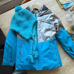 Like New - Spyder Girls Jacket/Snowpants/Northface Hat with warm fleece lining